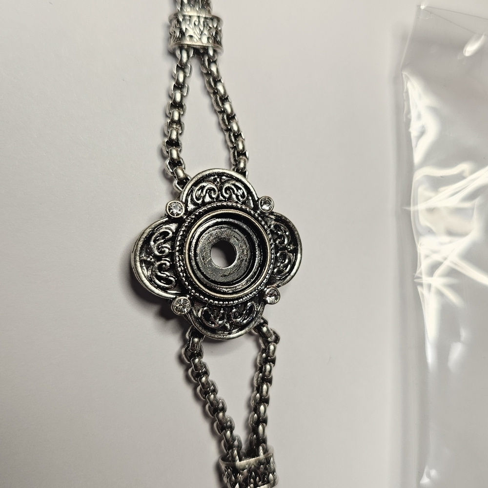 Charm Petite Lottie Dottie Toggle Charm Bracelet Crystal Antiqued Silver Crystal - Picture 2 of 6